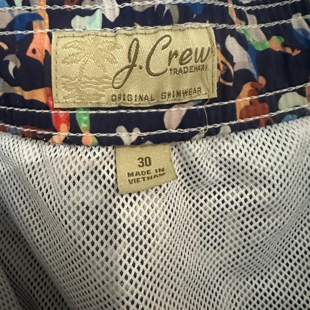 J.‎ Crew x Liberty Swim Trunks in Liberty swimmers print- Navy/Multi- 30